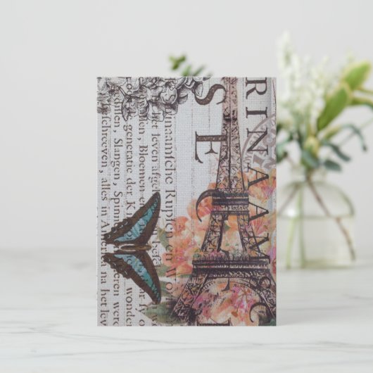  krantenscripts Parijs eiffeltoren Bedankkaart (Staand voorkant)