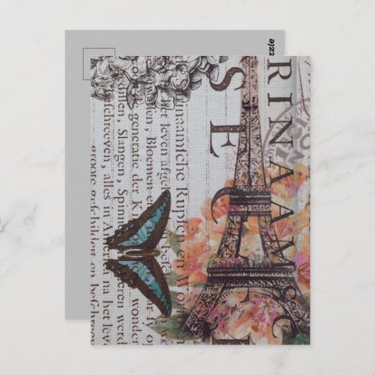 krantenscripts Parijs eiffeltoren Briefkaart (Voorkant / Achterkant)