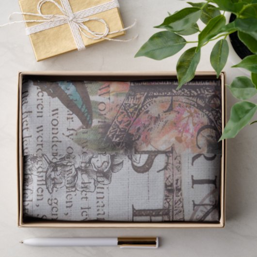  krantenscripts Parijs eiffeltoren Tissuepapier (Geschenk)