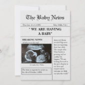 Krantenstijl foto grappige zwangerschap aankondigi kaart (Voorkant)