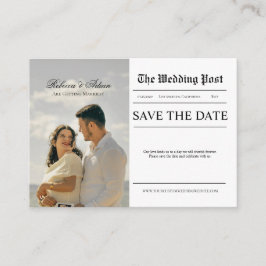 Krantenstijl Foto Huwelijk Save The Date Informatiekaartje