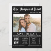 Krantenstijl Fun Black Bewaar de datumfoto Save The Date (Voorkant)