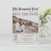 Krantenstijl Fun Sparen de Foto van de Datum Save The Date (Staand voorkant)