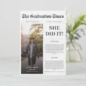 Krantenstijl Hij of zij deed het Afstuderen Foto Kaart (Staand voorkant)