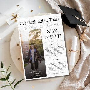 Krantenstijl Hij of zij deed het Afstuderen Foto Kaart