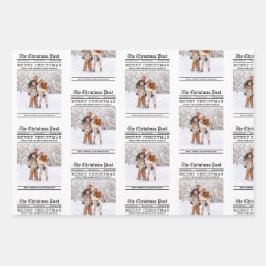 Krantenstijl kerstgroet inpakpapier vel