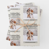 Krantenstijl kerstgroet inpakpapier vel (In situ)