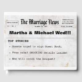 Krantenthema bruiloft gastenboek