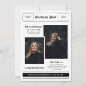 Krantenthema Fotocollage Afstudeerfeest Aankondiging (Achterkant)