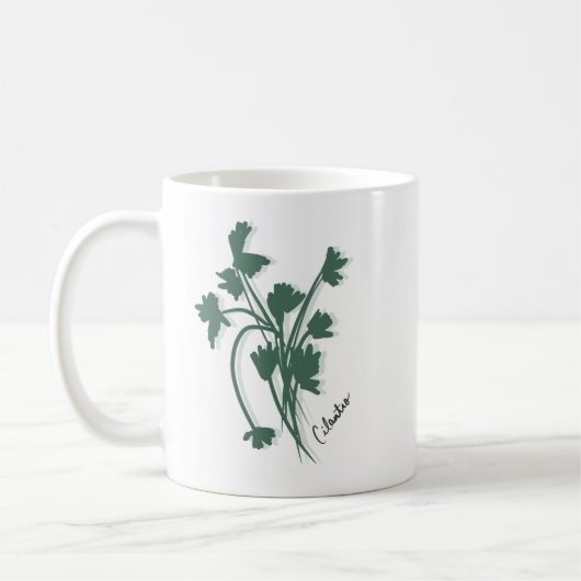 Krantentuin Coriander Handgetekend     Koffiemok (Links)