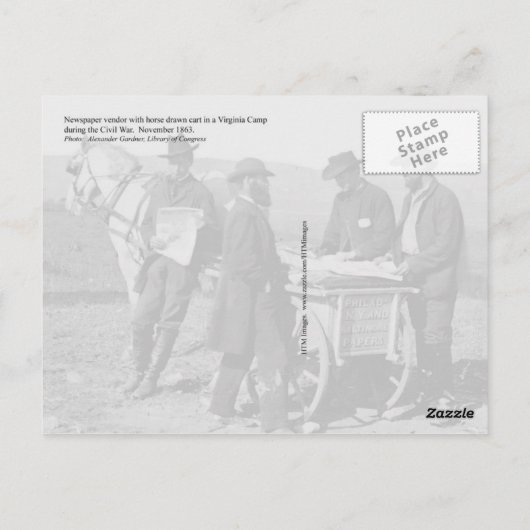 Krantenverkoper tijdens de burgeroorlog briefkaart (Achterkant)