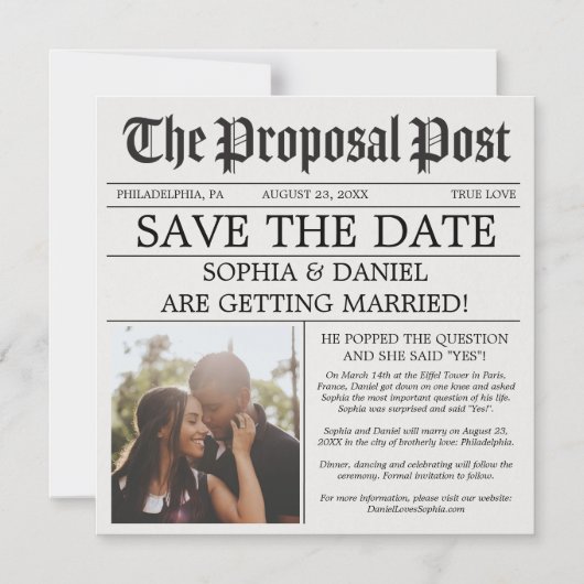 Krantenweddenschap bespaart de datum-magneten magnetische uitnodiging (Voorkant)