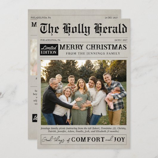 Krantfoto Moderne Kerst Platte Kerstkaart (Voorkant / Achterkant)