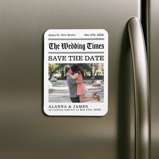 Krantfoto Save the Date uit het verleden Magneet