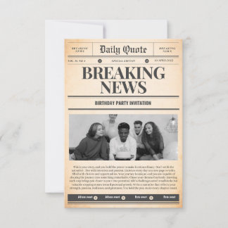 Krantinuitnodigingen voorpagina nieuws RSVP kaartje