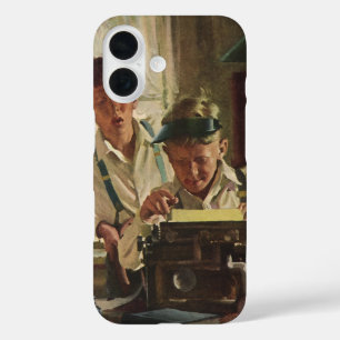 Krantjournalisten, schrijvers schrijfmachine uit v iPhone 16 hoesje