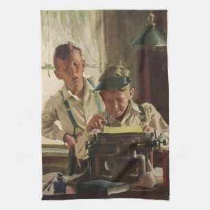 Krantjournalisten, schrijvers schrijfmachine uit v theedoek