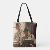 Krantjournalisten, schrijvers schrijfmachine uit v tote bag (Achterkant)