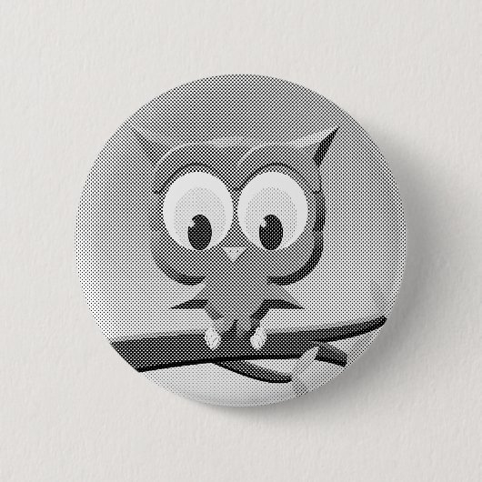 Krantpapieruil in zwart-wit ronde button 5,7 cm (Voorkant)