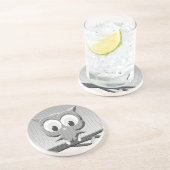 Krantpapieruil in zwart-wit zandsteen onderzetter (Zijkant)