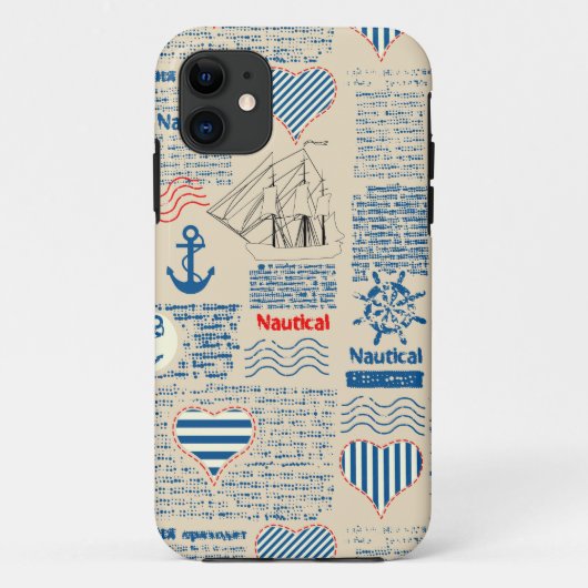 Krantpatroon in nautische stijl Case-Mate iPhone case (Achterkant)