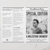 Krantstijl Mitzvah-programma Kleine Vouwbare Papie Flyer (Voorkant)