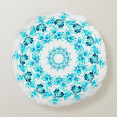 Kranz aus türkisfarbenen Blumen Rond Kussen (Achterkant)