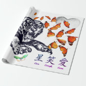 KRAPPORTTIGERBUTTERFLIES EN HART CADEAUPAPIER (Uitgerold)