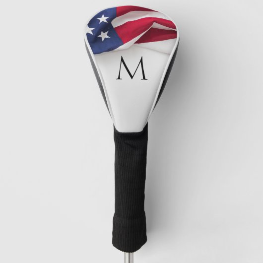 Kras Amerikaanse Vlag Monogram Golfheadcover (Voorkant)