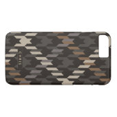 Kras bruin houndstooth ruitpatroon monogram Case-Mate iPhone case (Achterkant (Horizontaal))