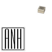 Kras Modern 3 Initiaal Monogram Rubberstempel (Gestempeld)