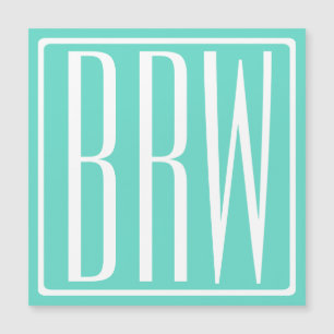 Kras Modern 3 Initiaal Monogram Wit Op Aqua