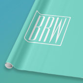 Kras Modern 3 Initiaal Monogram | Wit Op Aqua Cadeaupapier