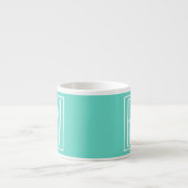 Kras Modern 3 Initiaal Monogram | Wit Op Aqua Espresso Kop (Voorkant)