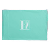 Kras Modern 3 Initiaal Monogram | Wit Op Aqua Kussensloop (Achterkant)