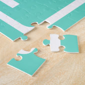 Kras Modern 3 Initiaal Monogram | Wit Op Aqua Legpuzzel (Zijkant)