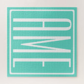 Kras Modern 3 Initiaal Monogram | Wit Op Aqua Legpuzzel (Horizontaal)