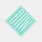Kras Modern 3 Initiaal Monogram | Wit Op Aqua Servetten (Hoek)
