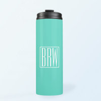 Kras Modern 3 Initiaal Monogram | Wit Op Aqua