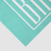 Kras Modern 3 Initiaal Monogram | Wit Op Aqua Tissuepapier (Detail)