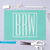 Kras Modern 3 Initiaal Monogram | Wit Op Aqua Tissuepapier (Craft)