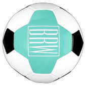Kras Modern 3 Initiaal Monogram | Wit Op Aqua Voetbal (Gedraaid)