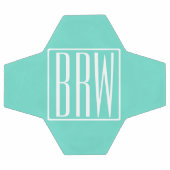 Kras Modern 3 Initiaal Monogram | Wit Op Aqua Voetbal (Enkel)