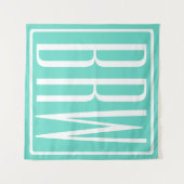 Kras Modern 3 Initiaal Monogram | Wit Op Aqua Wandkleed (Voorkant (horizontaal))