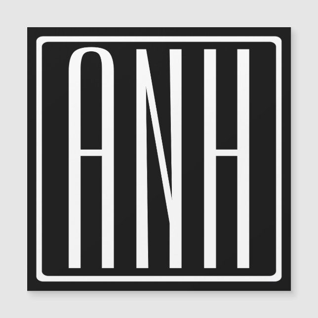 Kras Modern 3 Initiaal Monogram | Wit Op Zwart (Voorkant)