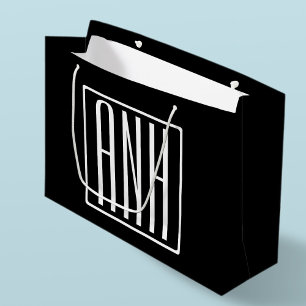 Kras Modern 3 Initiaal Monogram   Wit Op Zwart Groot Cadeauzakje