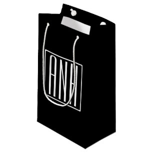 Kras Modern 3 Initiaal Monogram   Wit Op Zwart Klein Cadeauzakje