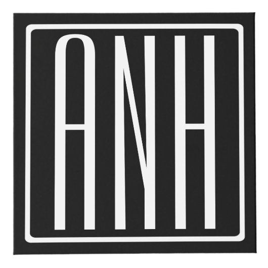 Kras Modern 3 Initiaal Monogram | Wit Op Zwart Kubus (Voorkant)