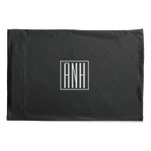 Kras Modern 3 Initiaal Monogram | Wit Op Zwart Kussensloop (Achterkant)