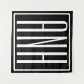 Kras Modern 3 Initiaal Monogram | Wit Op Zwart Wandkleed (Voorkant (horizontaal))
